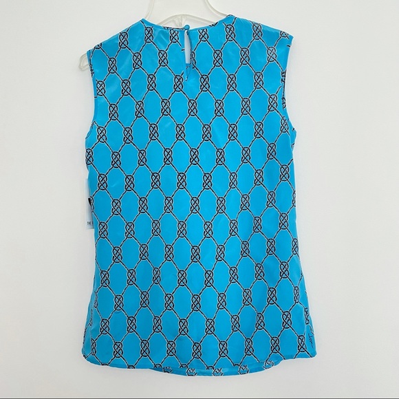 NWT ISSA London Print Silk Blue Sleeveless Blouse Top Size 2 - Picture 6 of 10